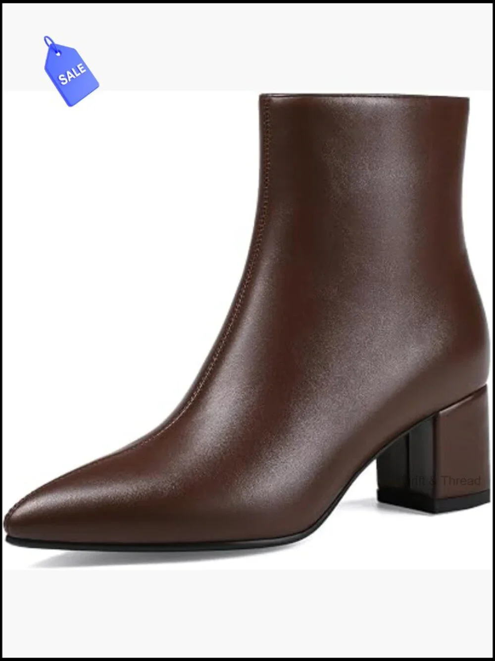 Wide Fit Pointed Toe Ankle Booties with Block Heel Women's Chunky Low Heel Boot